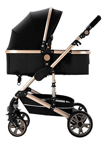 Carrinho Kansas Gold Premium Baby C/ Bebê Conforto E Base Cor Preto