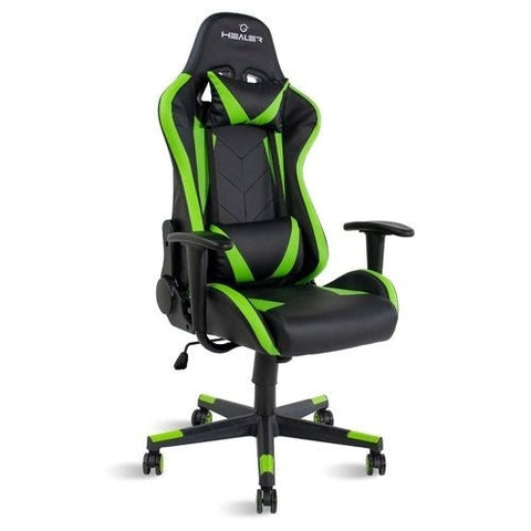 Cadeira Gamer Verde e Preto Healer Strike Reclinável Giratória